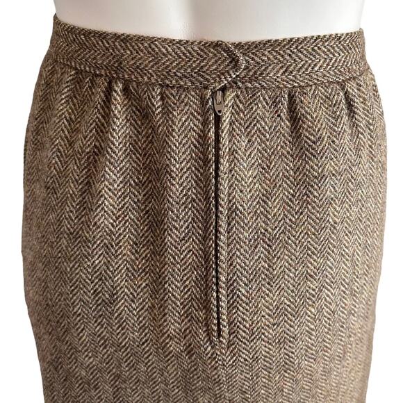 Evan Picone Skirt Vintage Pure Virgin Wool Authentic Herringbone 60s Size XS - Picture 5 of 12